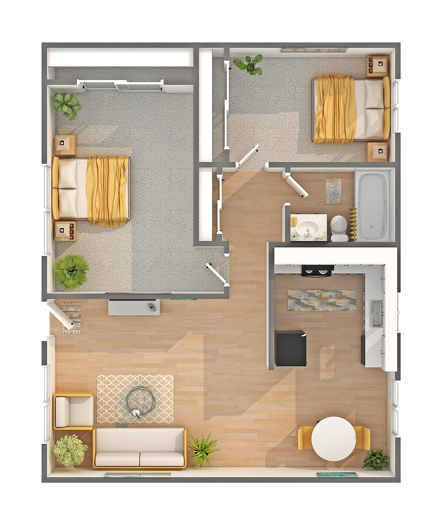 Courtyard | 2-Bedroom Floorplan