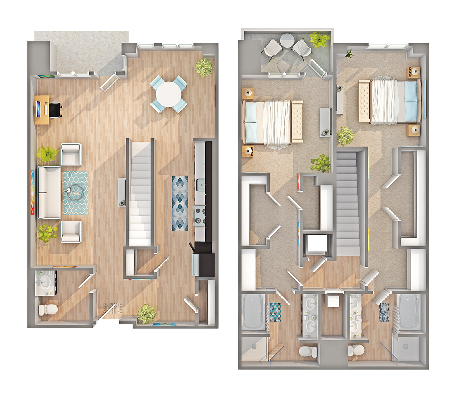 TH1 | 2-Bedroom Townhome Floorplan