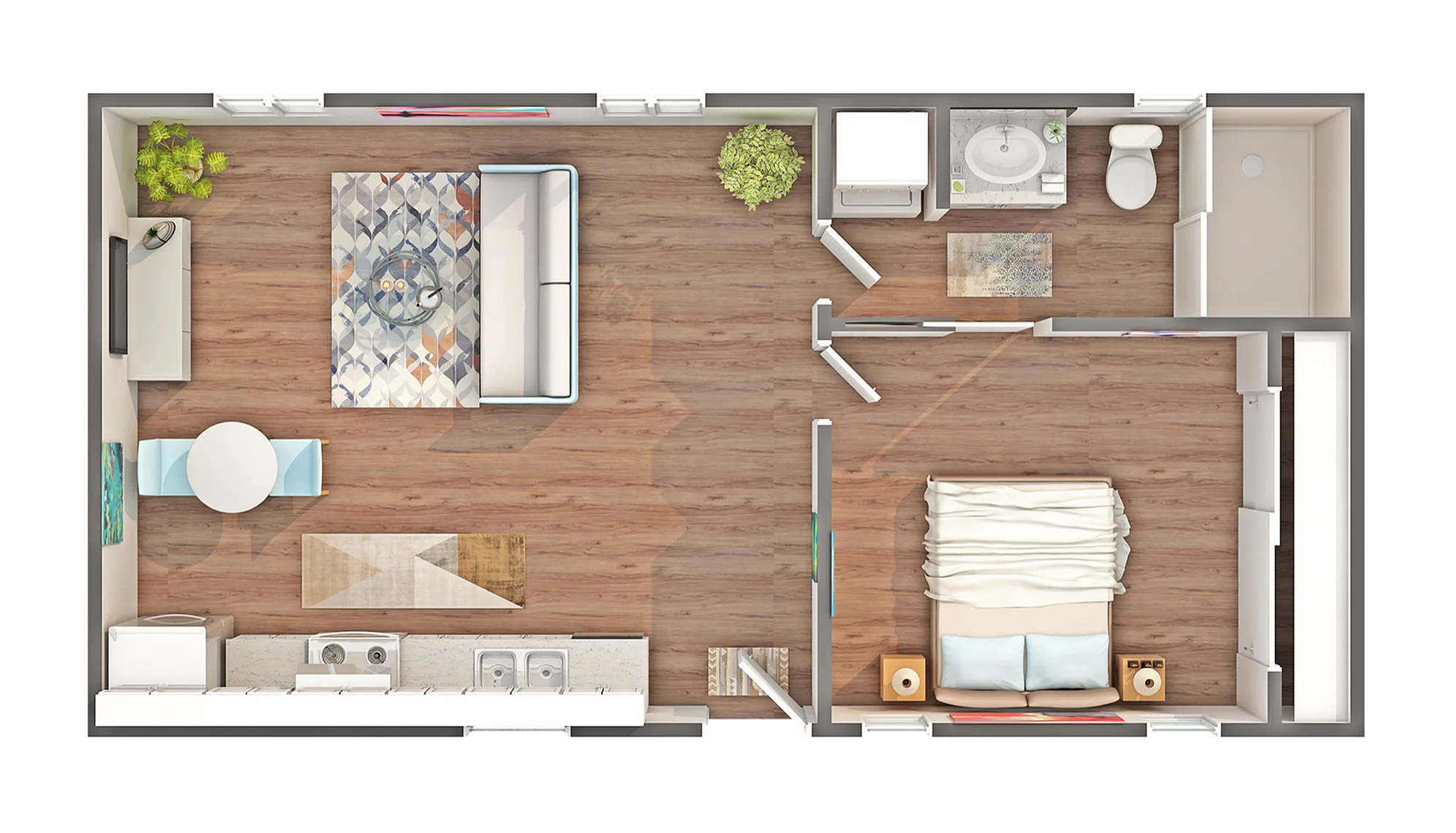 Oak | 1-Bedroom Floorplan