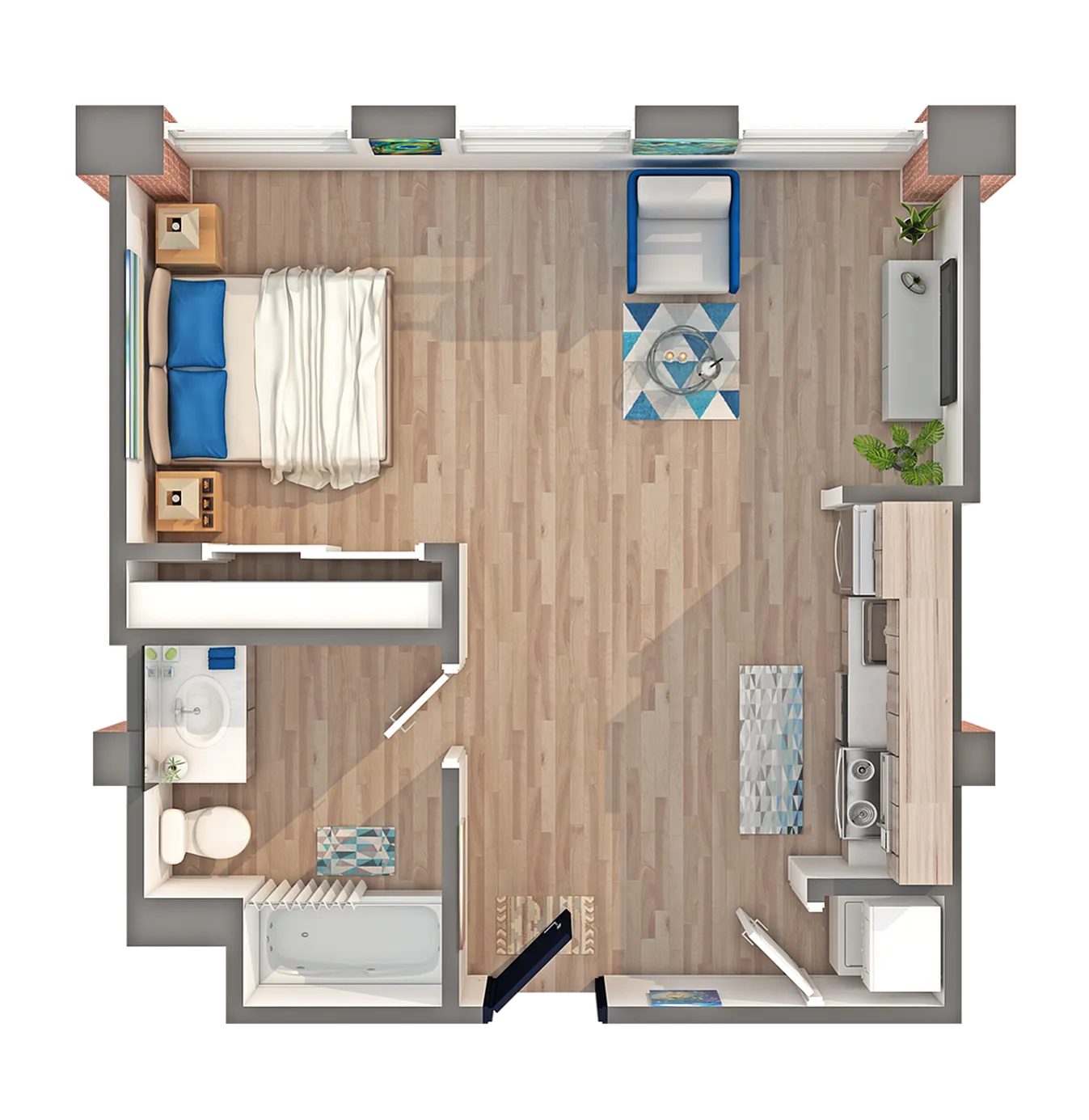 Studio - D Floorplan