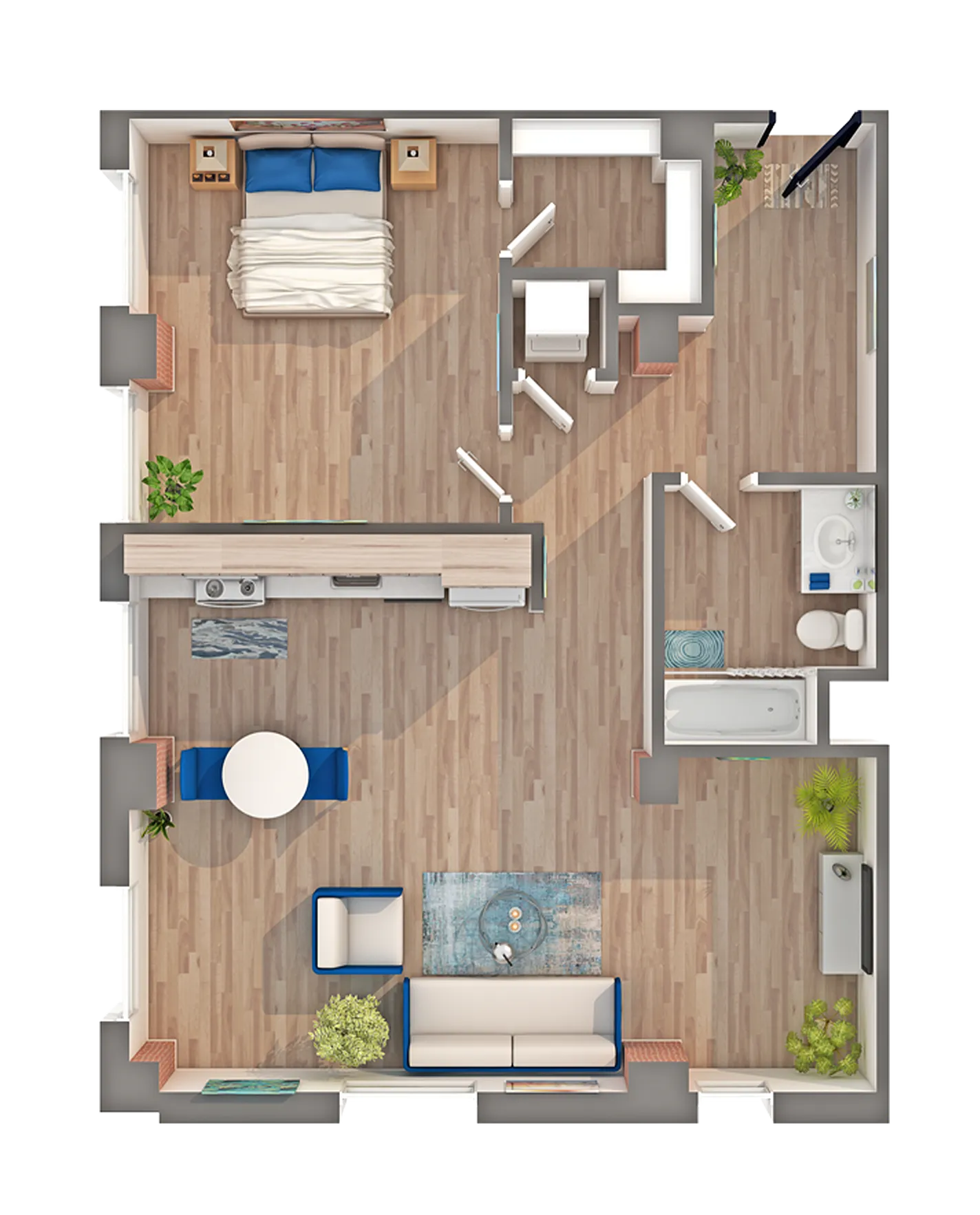 1 BR x 1 BA - G Floorplan