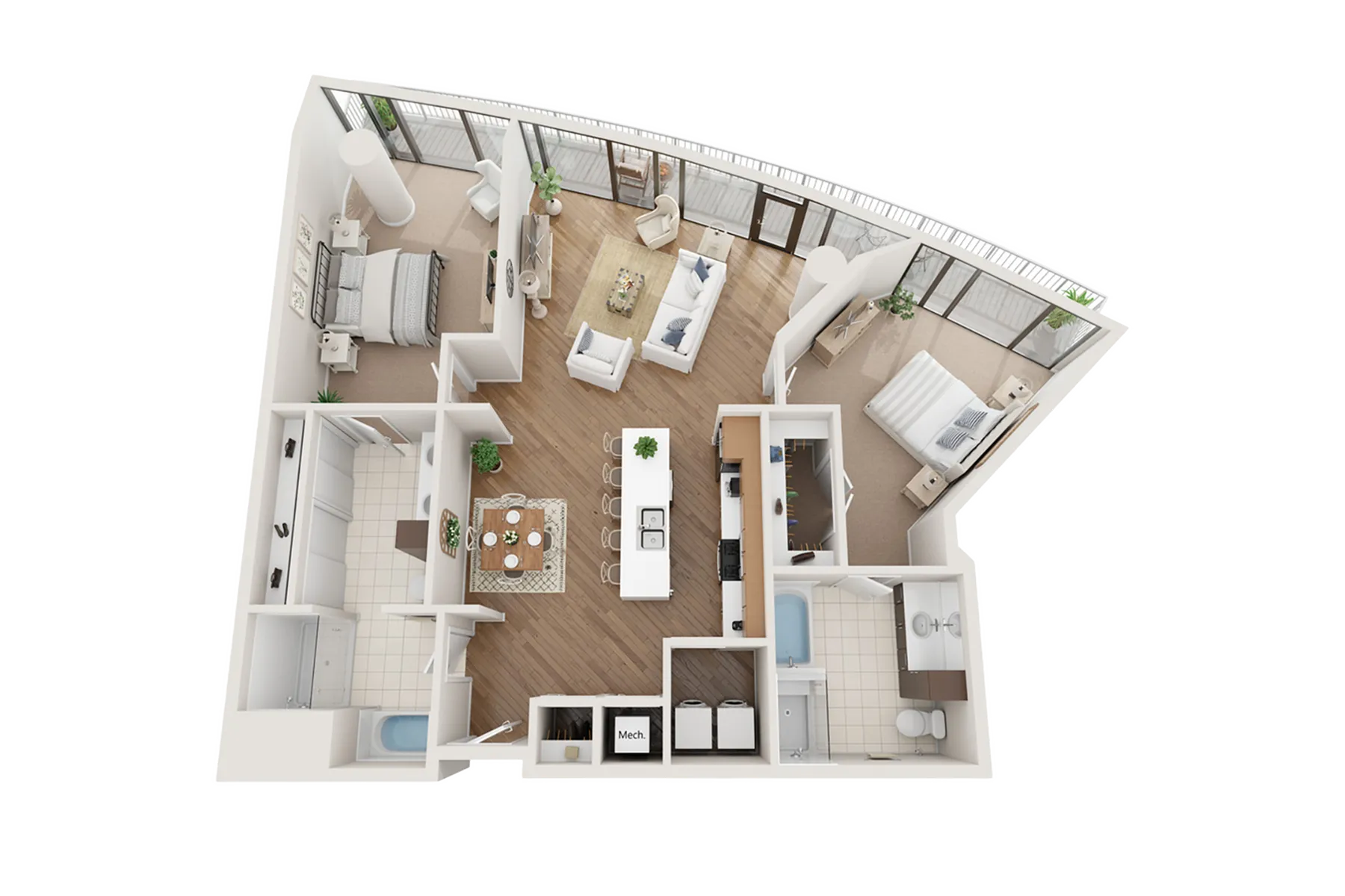 Arrive Upper Kirby_2BR 2BA Flat A 1590sf