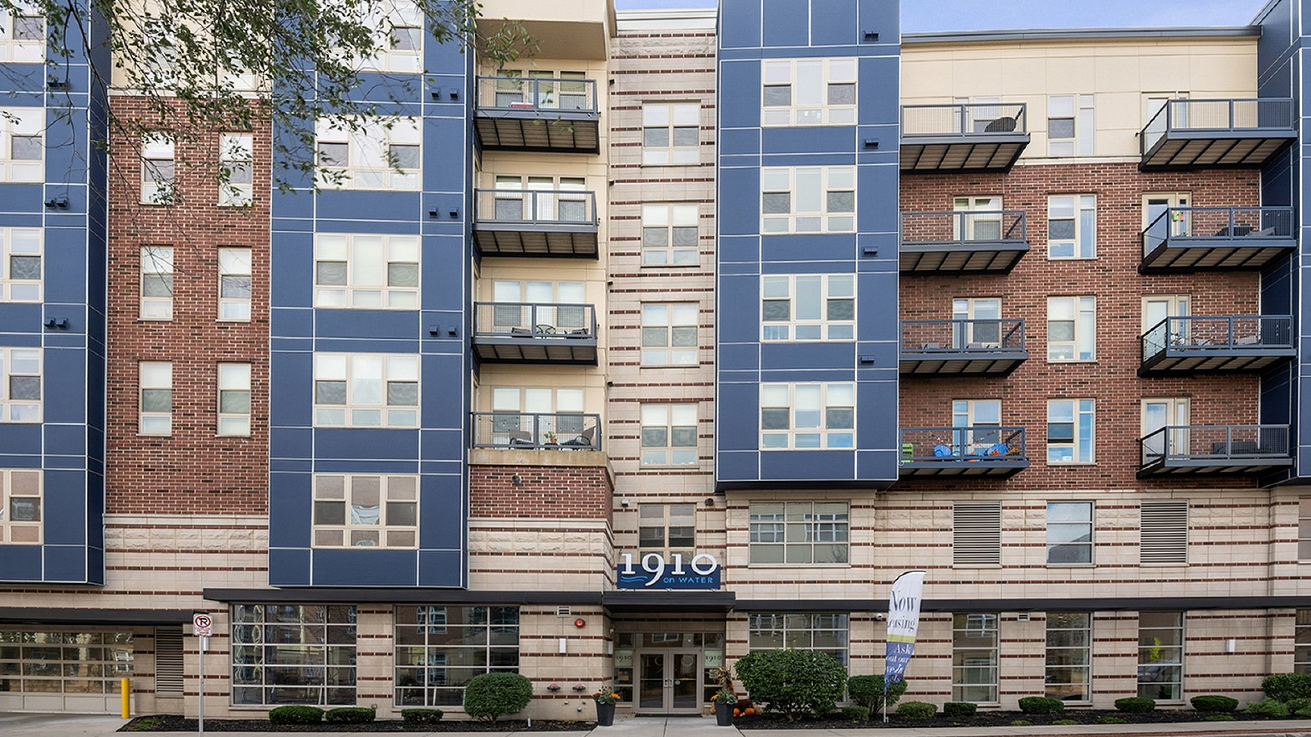 1910 on water building exterior