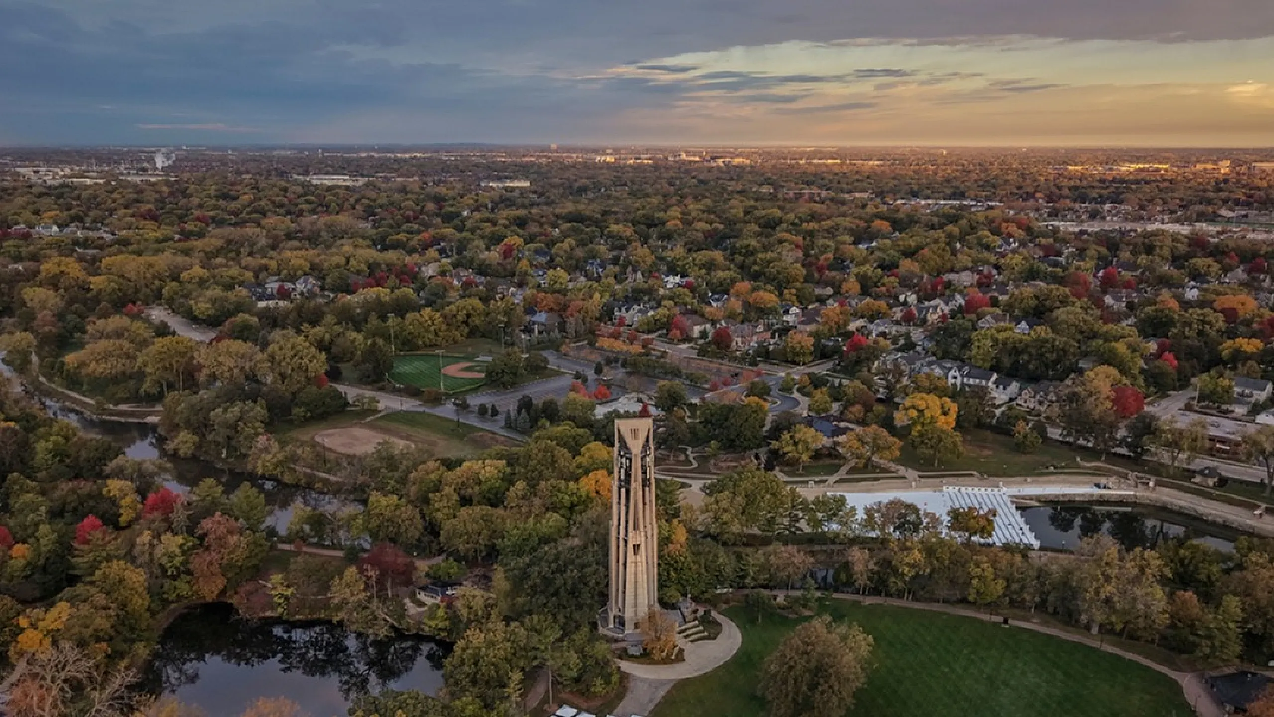 aerial naperville millenium Carillon tower