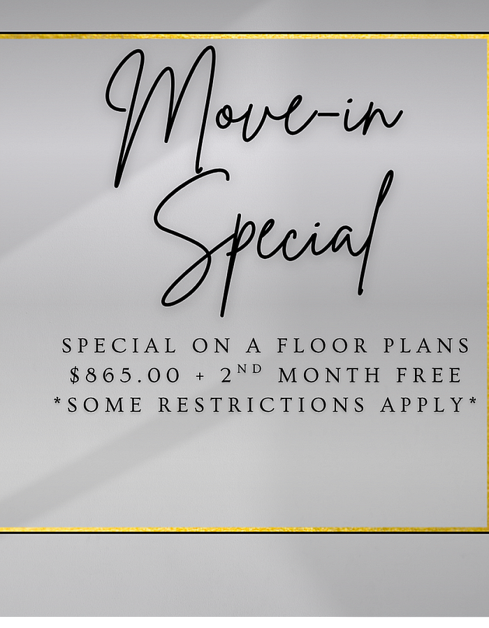 Rent Special $865.00 + 2nd Month Free