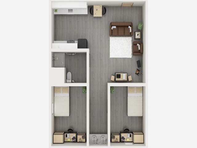 2x1 Renovated - Luxury Student Housing Apartments in Downtown Denver, CO near University of Colorado Denver, MSU Denver, and University of Denver