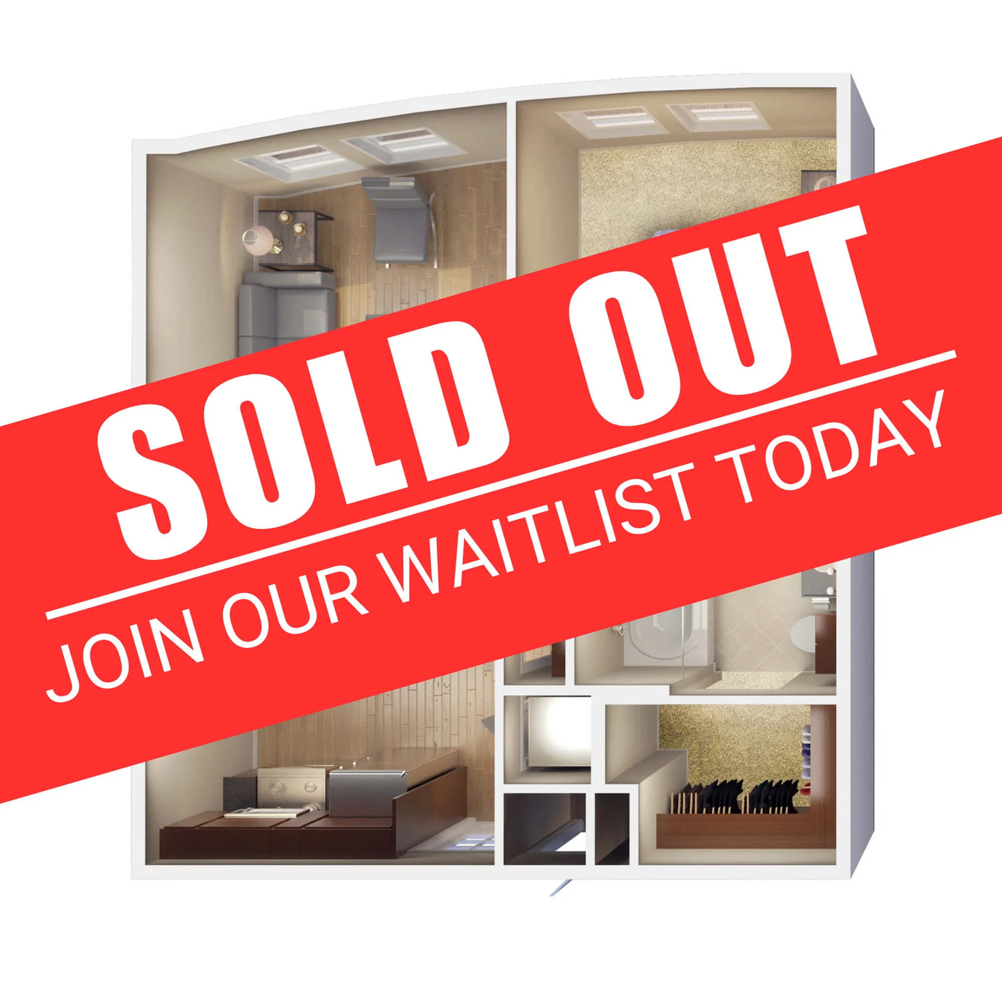 Sold out banner over A1 floorplan