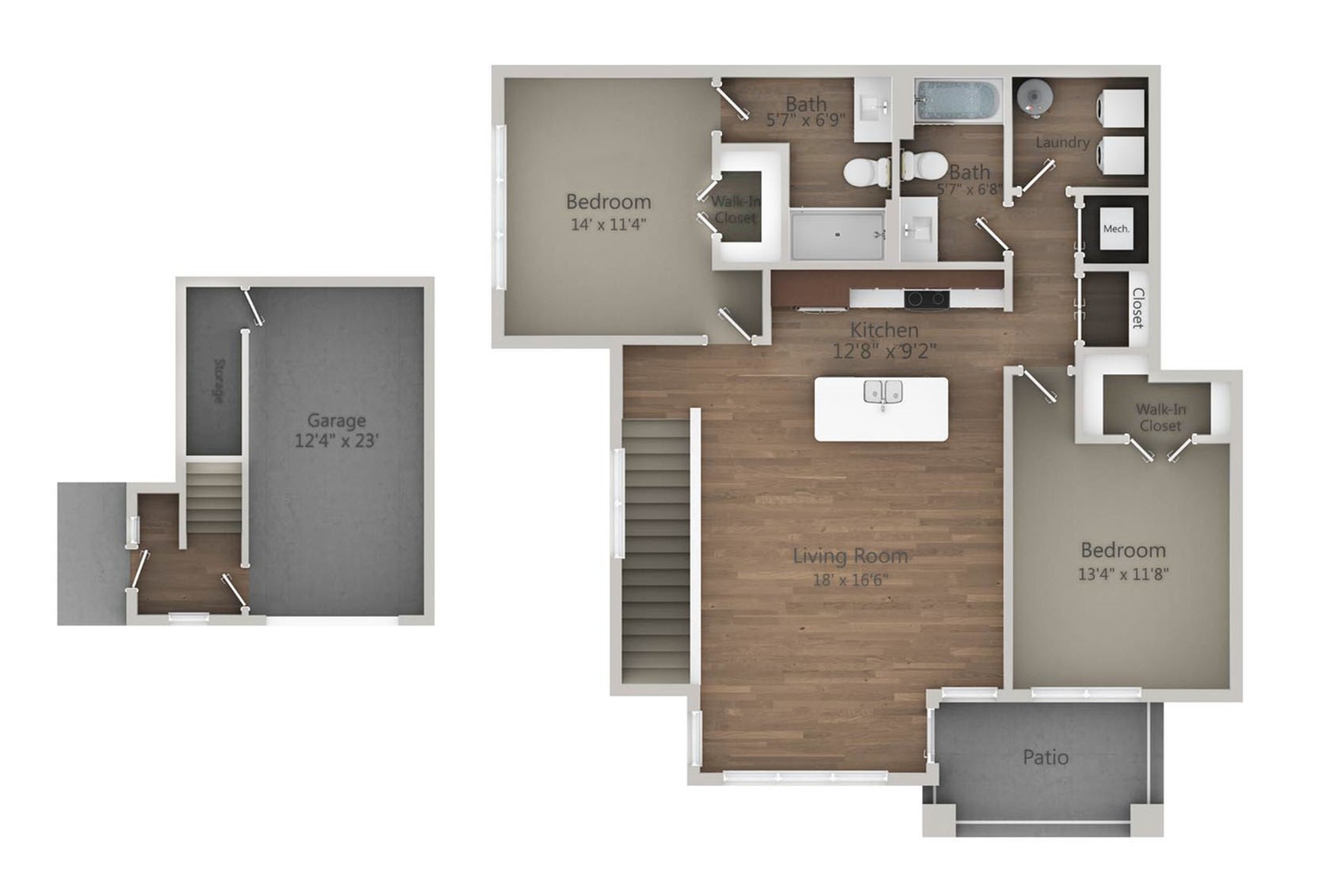 Floor Plan 2B | Drexel Ridge Apartments | Apartments in Oak Creek, WI