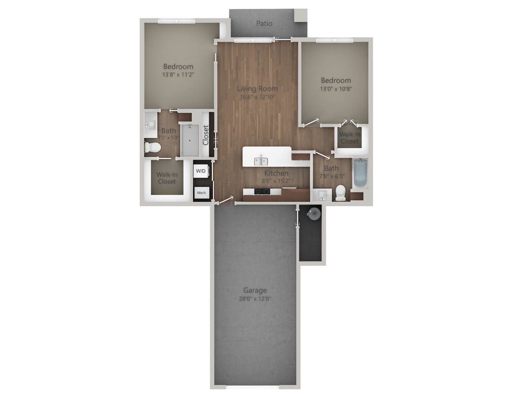 Floor Plan 2D | Drexel Ridge Apartments | Apartments in Oak Creek, WI