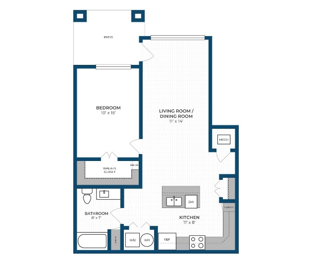 Floor Plan 1A | Seasons at River View | Apartments in Pleasant Prairie, WI