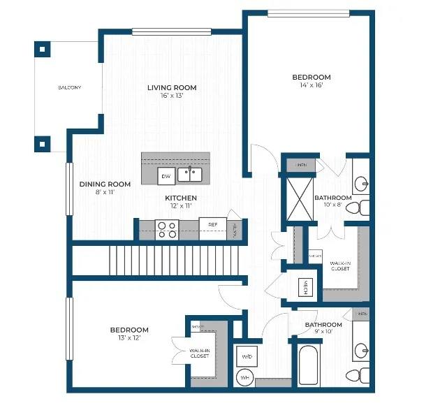 Floor Plan 2C | Seasons at River View | Apartments in Pleasant Prairie, WI