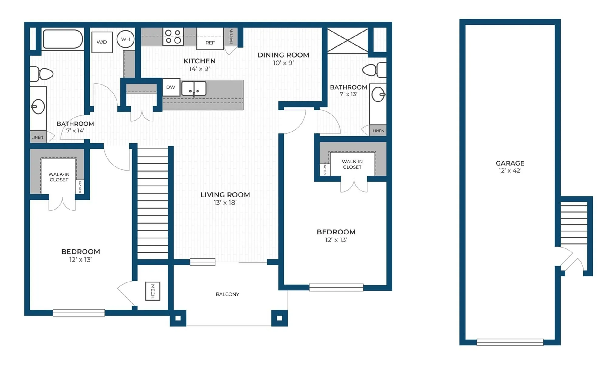 Floor Plan 2F | Seasons at River View | Apartments in Pleasant Prairie, WI