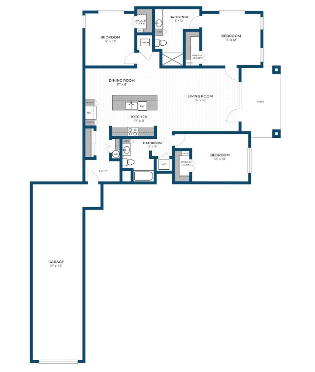 Floor Plan 3A | Seasons at River View | Apartments in Pleasant Prairie, WI