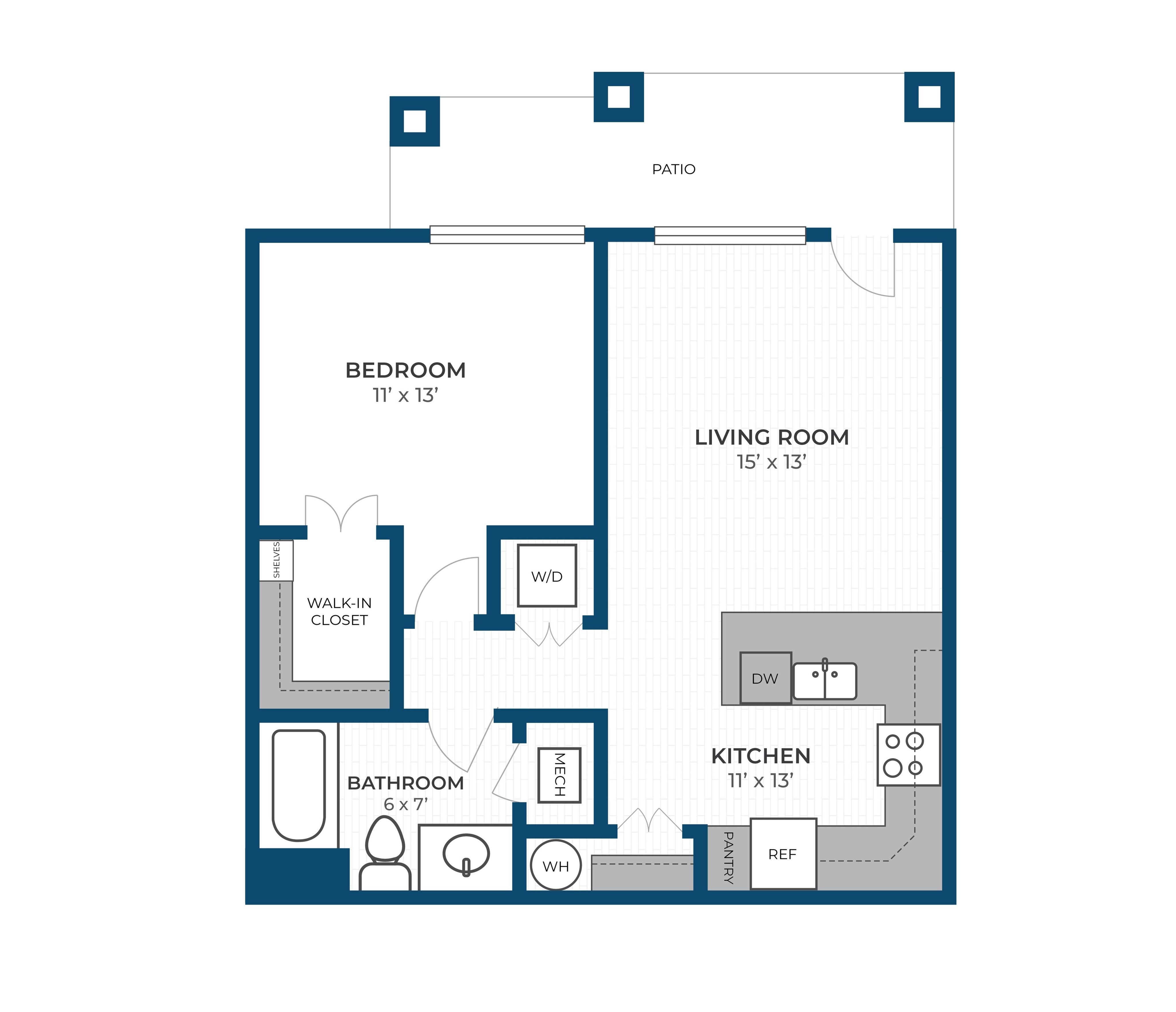 Floor Plan 1H | Seasons at River View | Apartments in Pleasant Prairie, WI