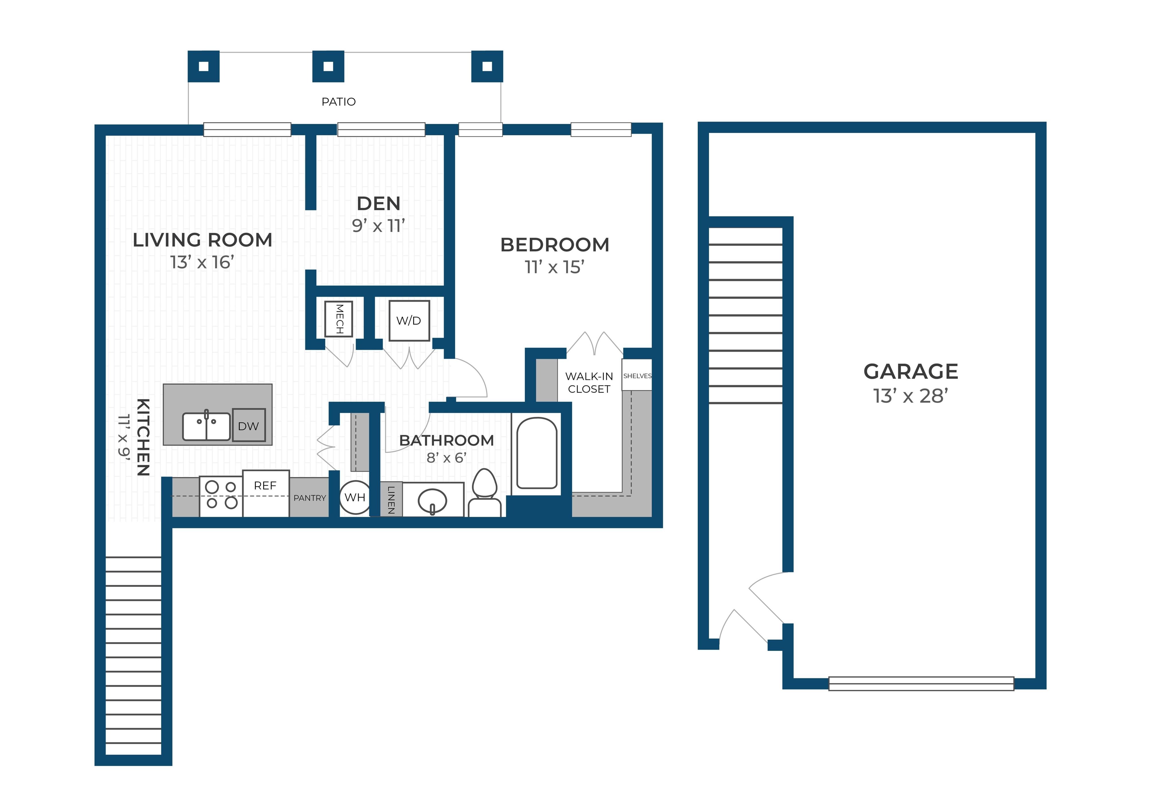 Floor Plan 1K | Seasons at River View | Apartments in Pleasant Prairie, WI