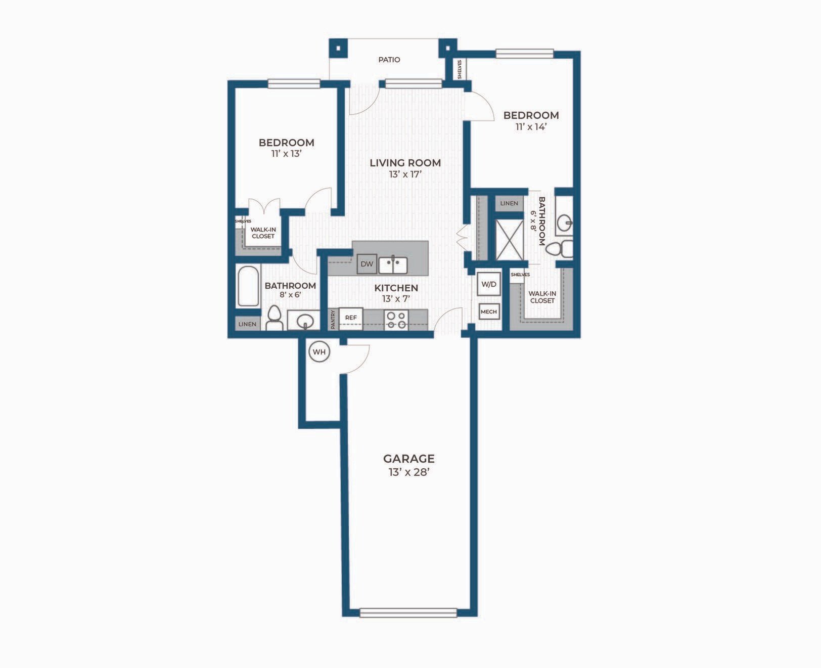 Floor Plan 2H | Seasons at River View | Apartments in Pleasant Prairie, WI