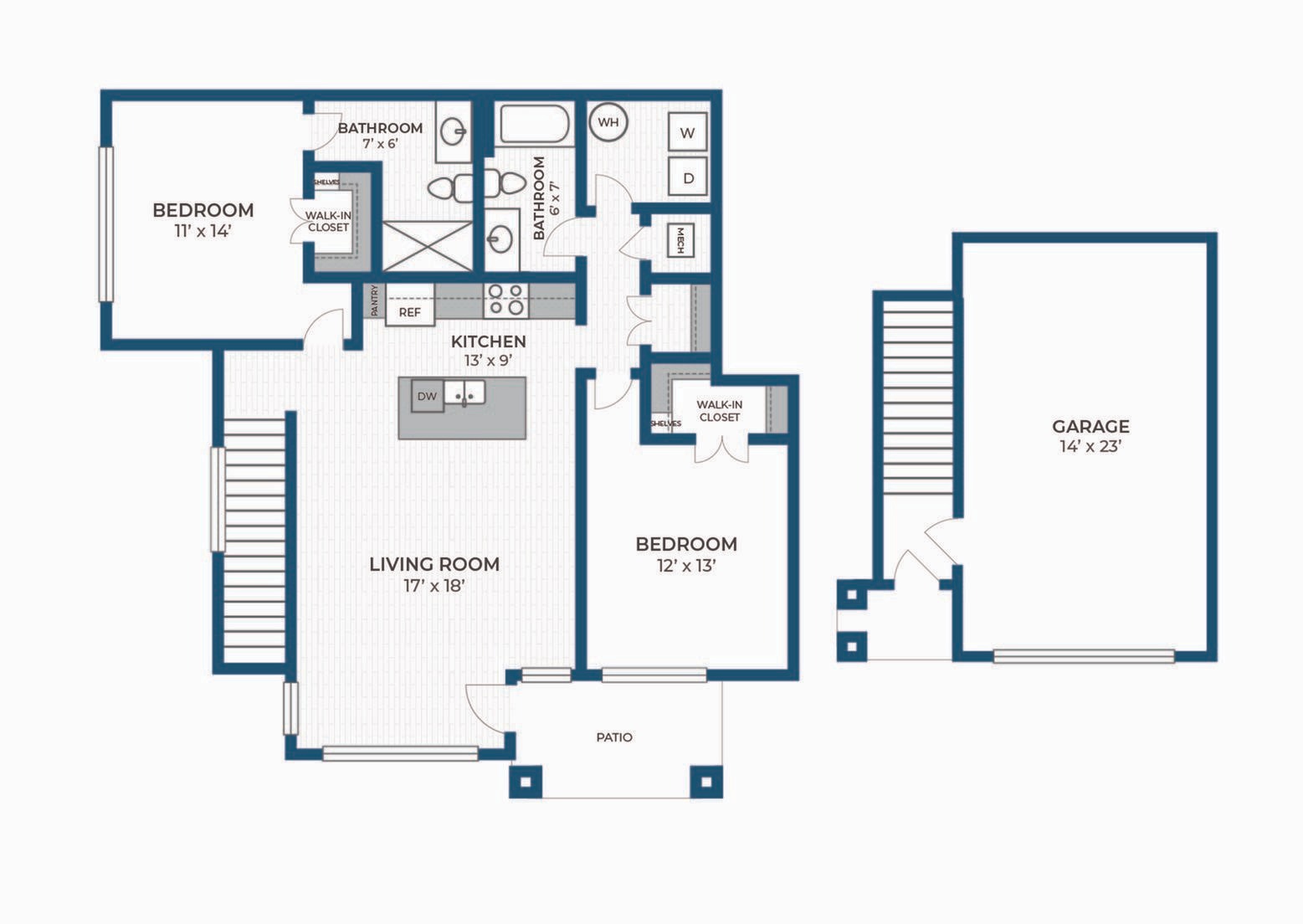 Floor Plan 2J | Seasons at River View | Apartments in Pleasant Prairie, WI