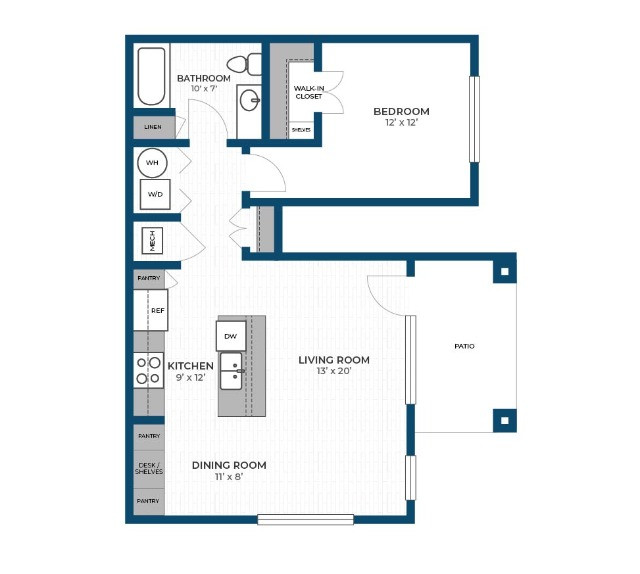 Floor Plan 1B | Seasons at River View | Apartments in Pleasant Prairie, WI