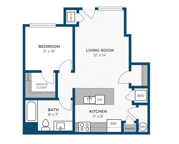 Floor Plan 1BR A1 | Seasons at Hoffman Estates | Apartments in Hoffman Estates, IL