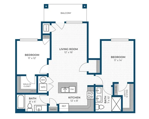 Floor Plan 2BR A | Seasons at Hoffman Estates | Apartments in Hoffman Estates, IL