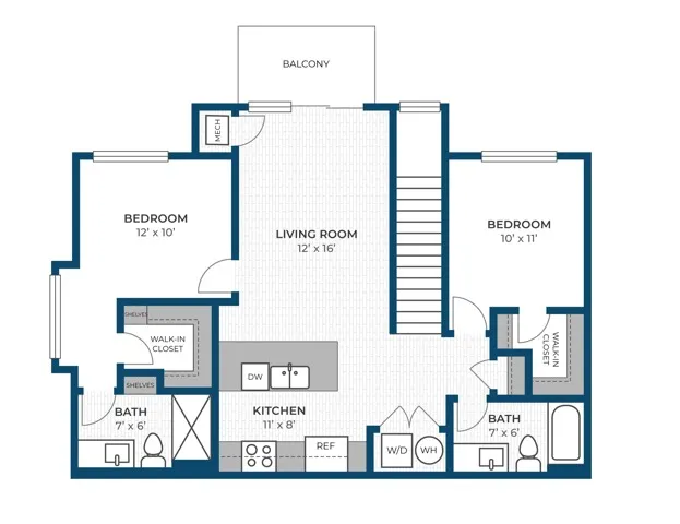 Floor Plan 2BR B1 | Seasons at Hoffman Estates | Apartments in Hoffman Estates, IL