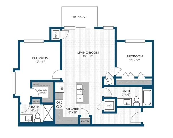 Floor Plan 2BR C1 | Seasons at Hoffman Estates | Apartments in Hoffman Estates, IL