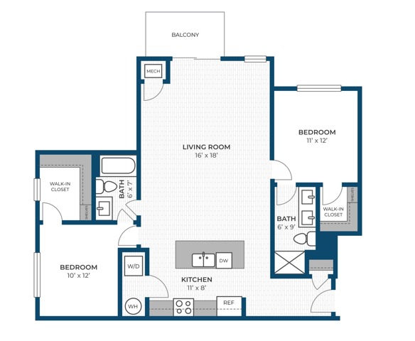Floor Plan 2BR C2 | Seasons at Hoffman Estates | Apartments in Hoffman Estates, IL