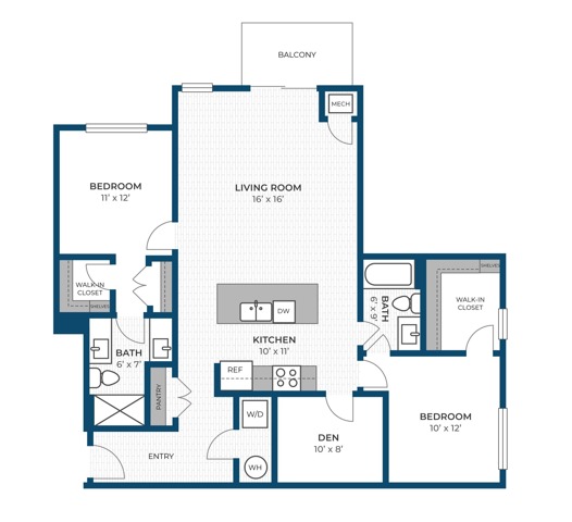 Floor Plan 2BR C3 | Seasons at Hoffman Estates | Apartments in Hoffman Estates, IL
