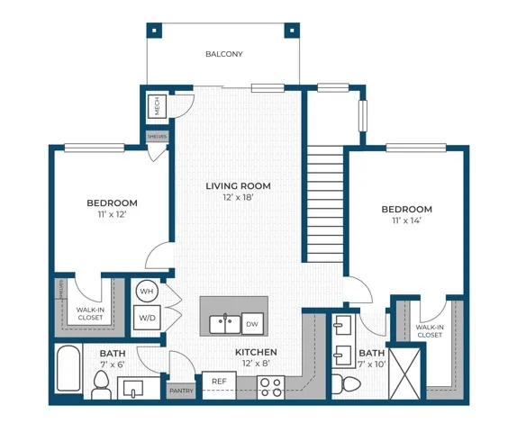 Floor Plan 2BR B | Seasons at Hoffman Estates | Apartments in Hoffman Estates, IL