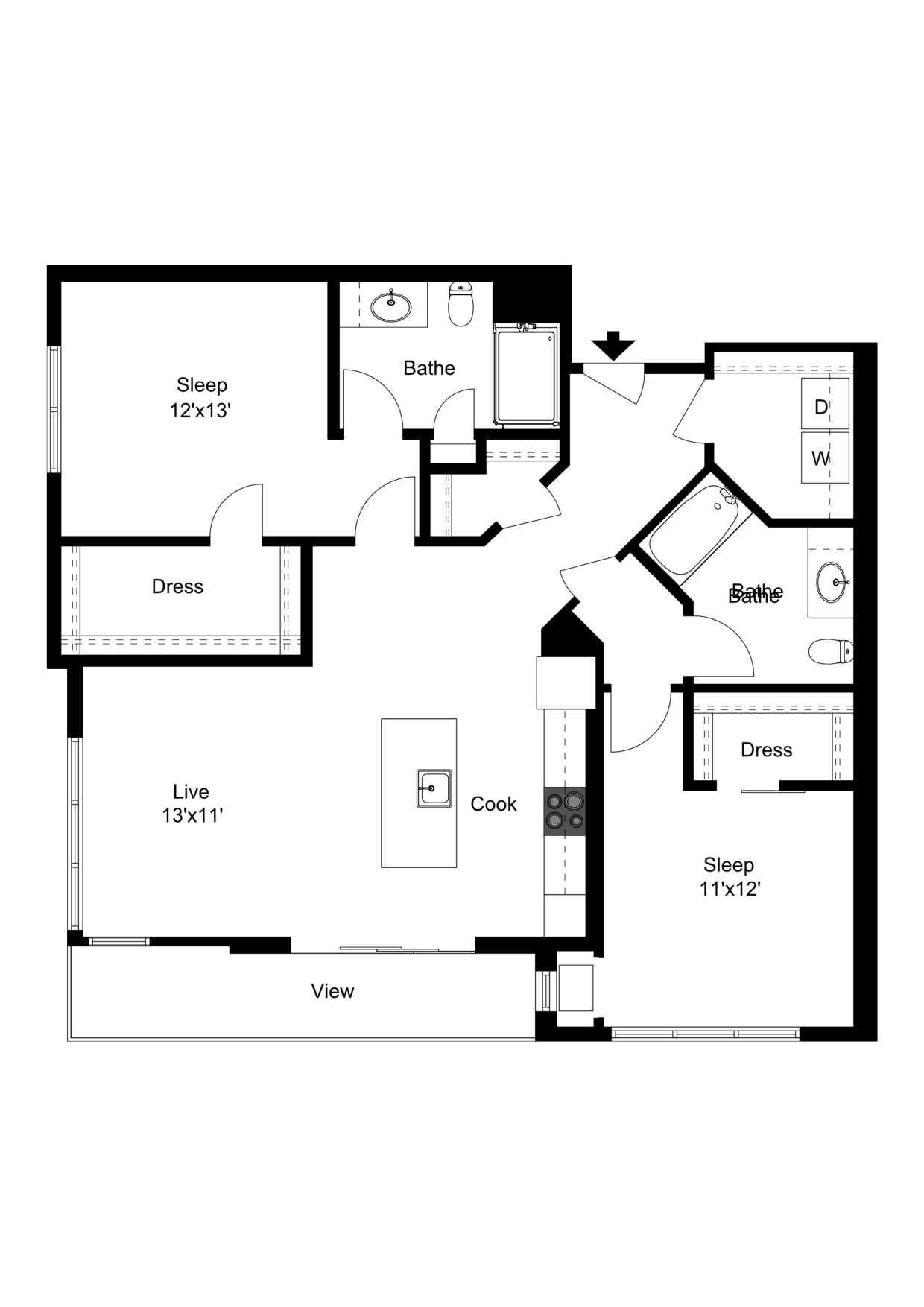 Floor Plan D2 | 50Twenty | Apartments in Madison, WI