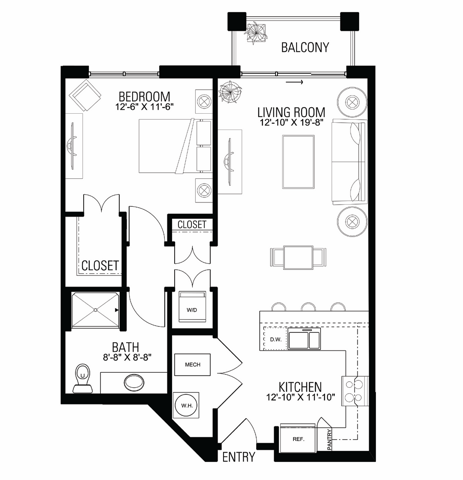 Floor Plan 1B | Wells Street Station | Apartments in Delafield, WI
