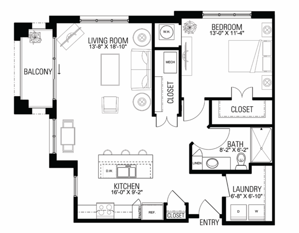 Floor Plan 1D | Wells Street Station | Apartments in Delafield, WI