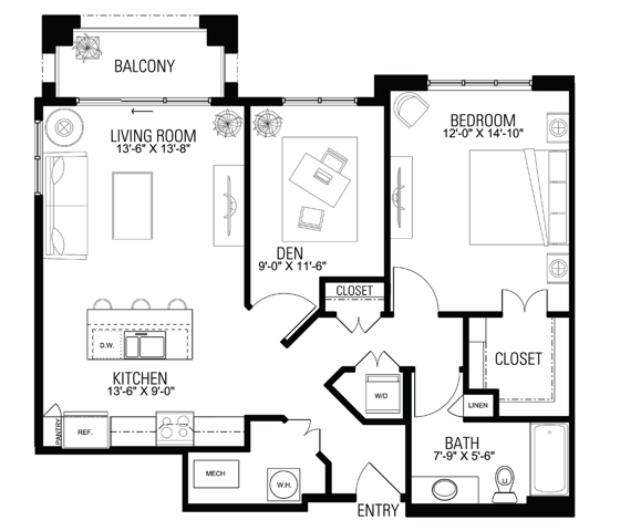 Floor Plan 1F | Wells Street Station | Apartments in Delafield, WI