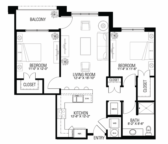 Floor Plan 2A | Wells Street Station | Apartments in Delafield, WI
