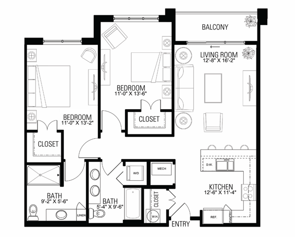 Floor Plan 2B | Wells Street Station | Apartments in Delafield, WI