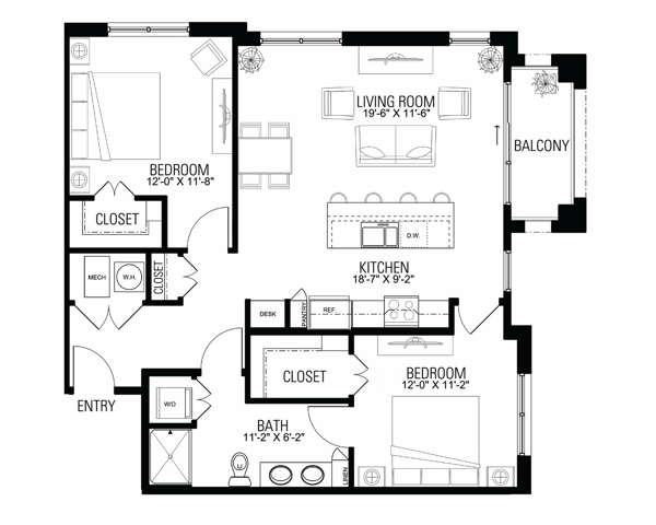 Floor Plan 2D | Wells Street Station | Apartments in Delafield, WI
