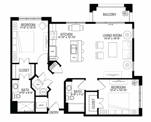 Floor Plan 2F | Wells Street Station | Apartments in Delafield, WI