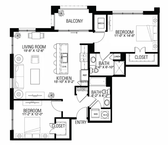 Floor Plan 2H | Wells Street Station | Apartments in Delafield, WI