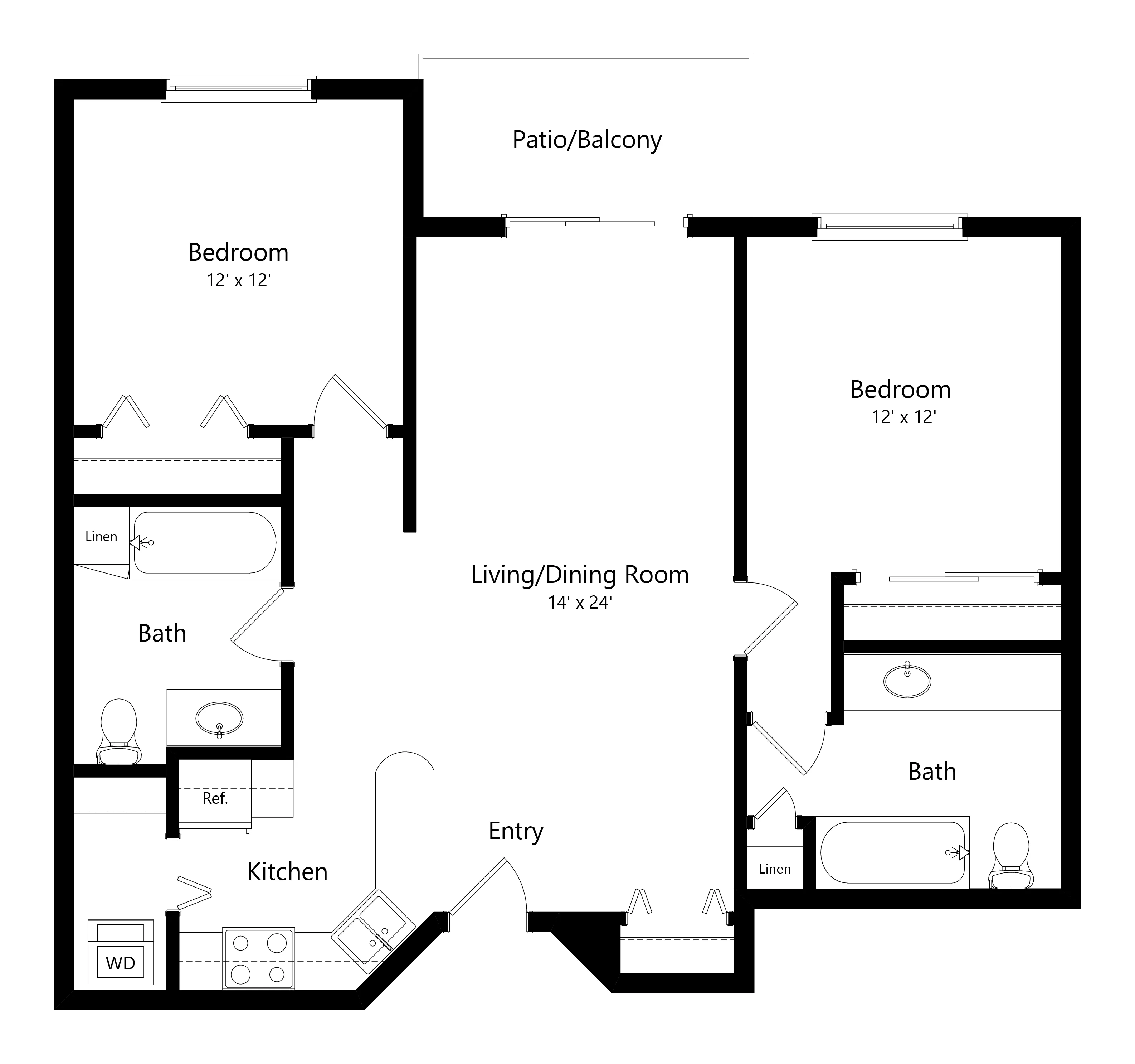Floor Plan B | Riverwood Apartments | Apartments in Kenosha, WI