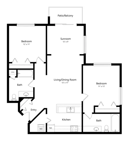 Floor Plan D | Riverwood Apartments | Apartments in Kenosha, WI