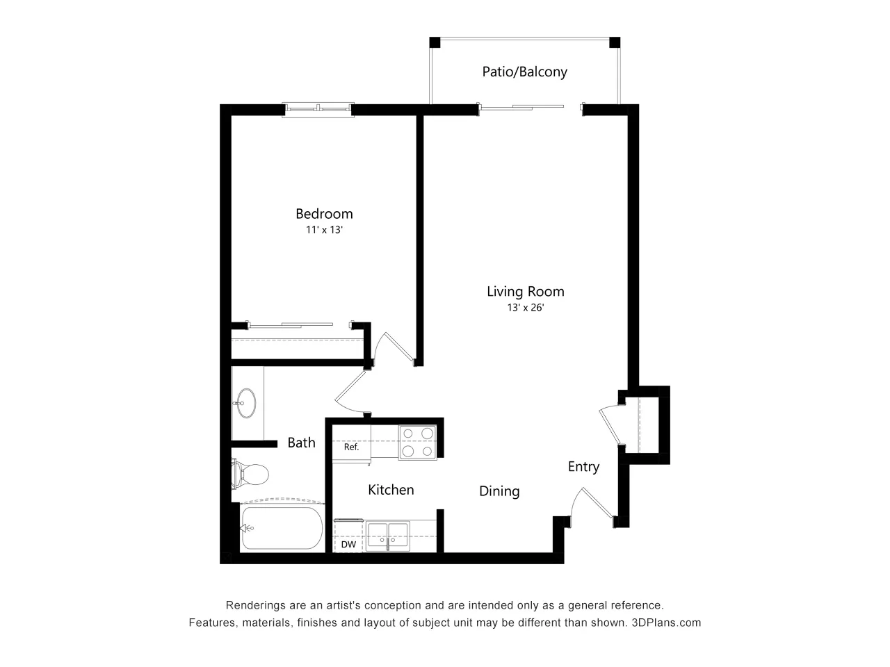 Poplar with Patio/Balcony | Valley View Apartments | Apartments in Madison, WI