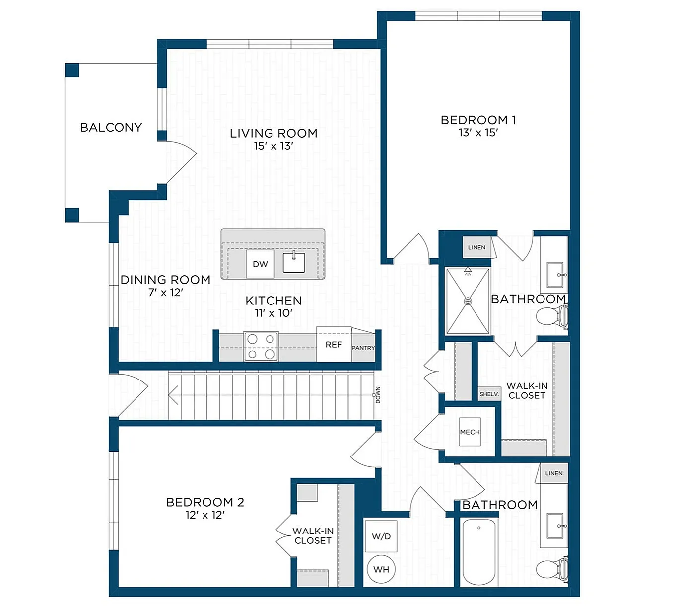 Floor Plan B1 | Echelon at Charlotte | Apartments in Charlotte, NC