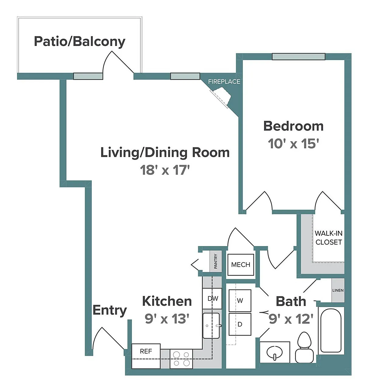 One Bedroom, One Bathroom with Fireplace | Liberty Square | Apartments in Sun Prairie, WI