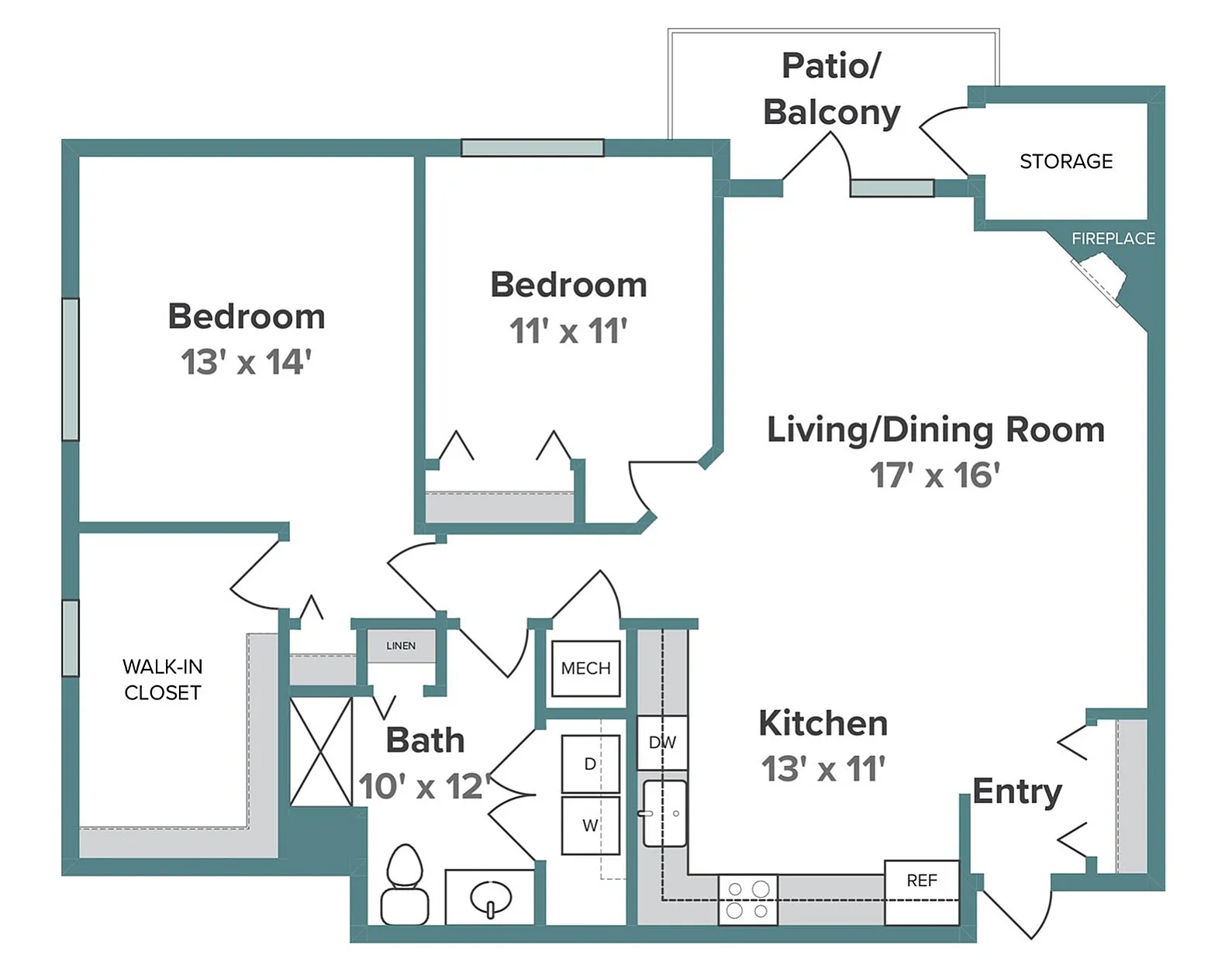 Two Bedroom, One Bathroom with Fireplace | Liberty Square | Apartments in Sun Prairie, WI