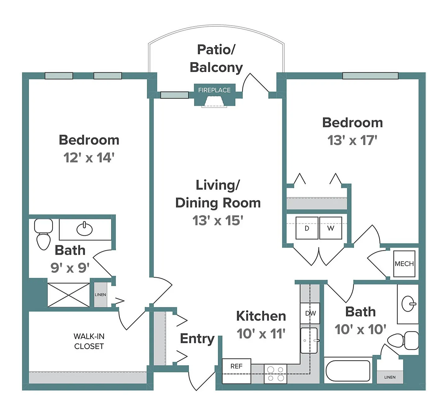 Two Bedroom, Two Bathroom with Fireplace | Liberty Square | Apartments in Sun Prairie, WI