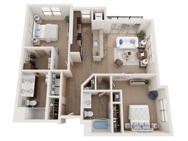 Floor Plan D2 | The Woodlands Apartments | Apartments in Menomonee Falls, WI