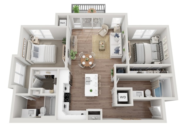 Floor Plan 2BR C1 | Seasons at Hoffman Estates | Apartments in Hoffman Estates, IL