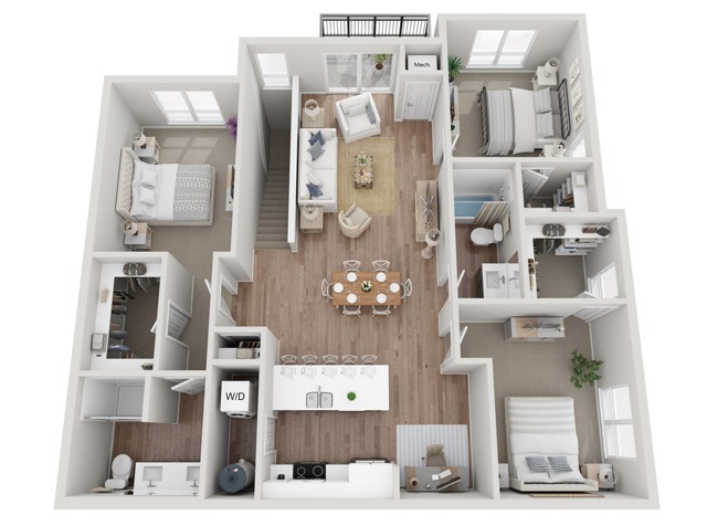Floor Plan 3BR B3 | Seasons at Hoffman Estates | Apartments in Hoffman Estates, IL