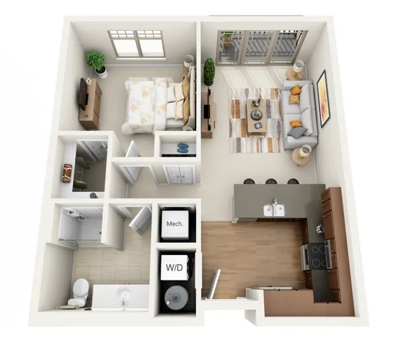 Floor Plan 1A | Wells Street Station | Apartments in Delafield, WI