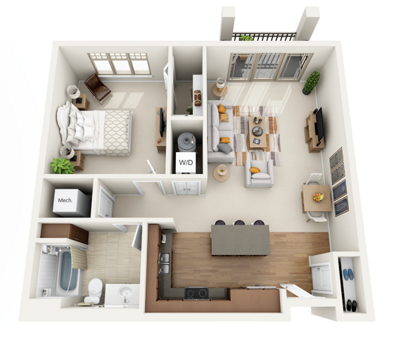 Floor Plan 1C | Wells Street Station | Apartments in Delafield, WI